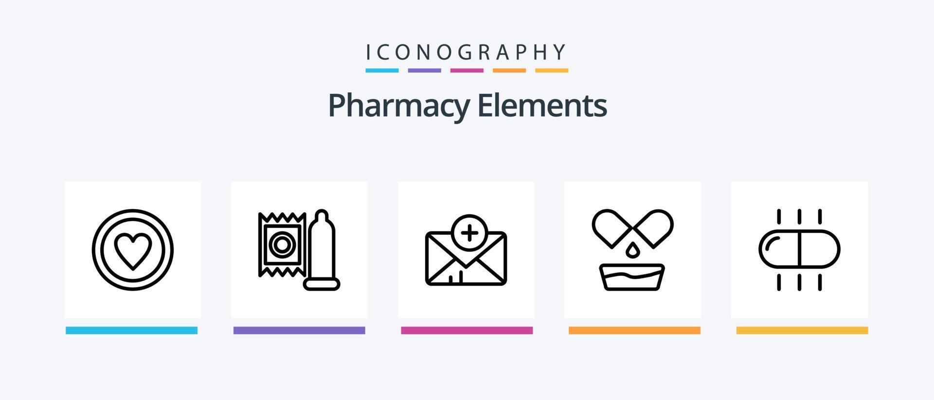paquete de iconos de línea 5 de elementos de farmacia que incluye píldoras. médico. médico. salud. medicamento. diseño de iconos creativos vector