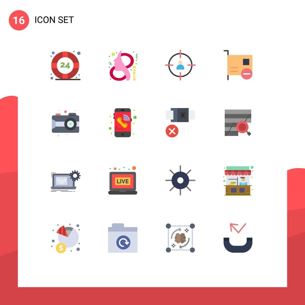 16 Universal Flat Color Signs Symbols of pci devices women computers target Editable Pack of Creative Vector Design Elements