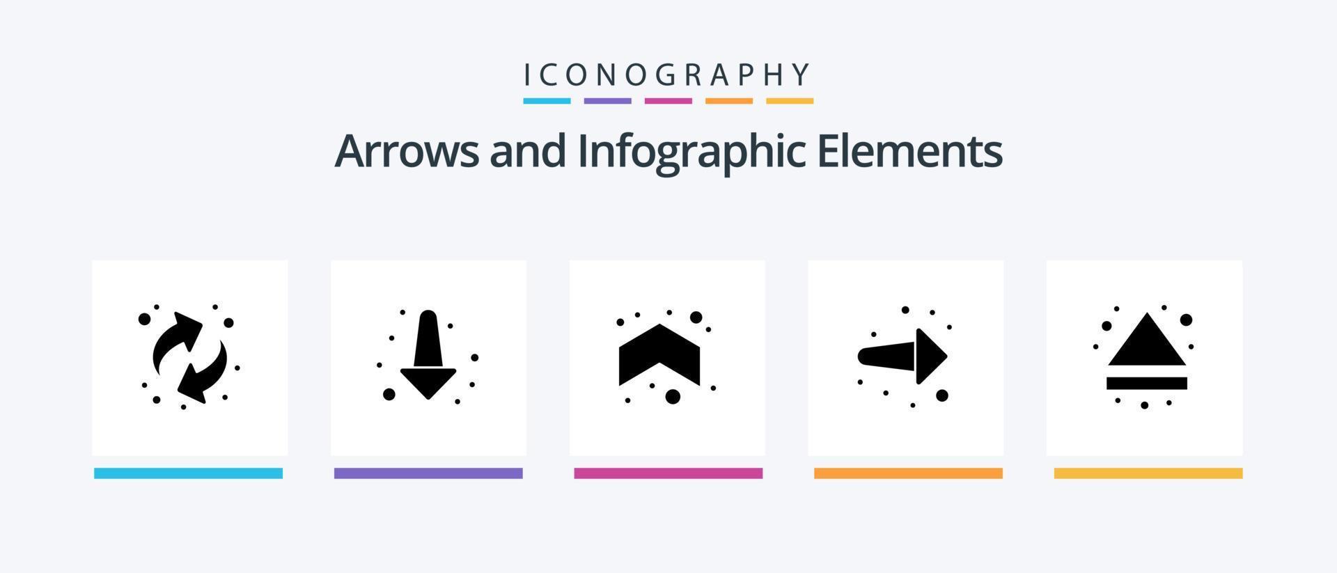 Arrow Glyph 5 Icon Pack Including down. eject. up. arrow. forward. Creative Icons Design vector