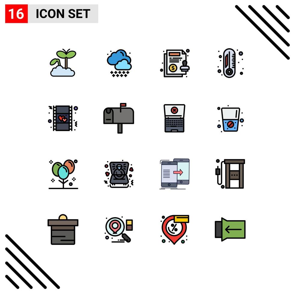 16 Creative Icons Modern Signs and Symbols of movie heart contract film degree Editable Creative Vector Design Elements