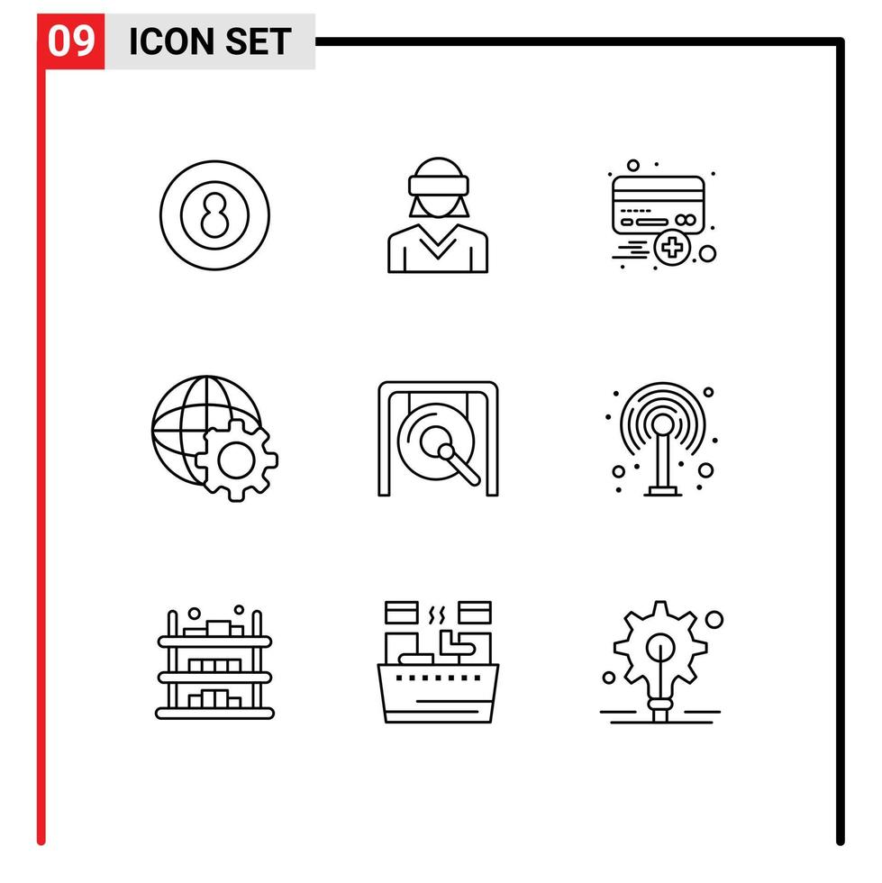 9 Outline concept for Websites Mobile and Apps internet control technology credit credit Editable Vector Design Elements