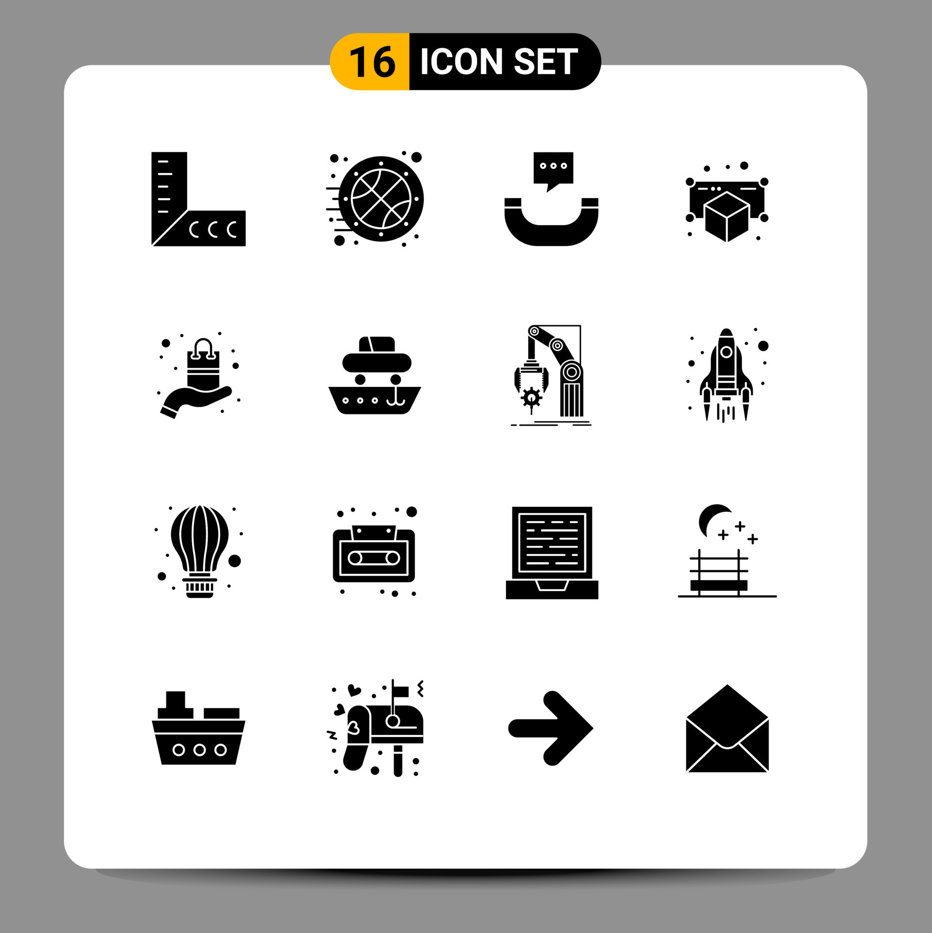 16 Universal Solid Glyph Signs Symbols of sell presentation phone