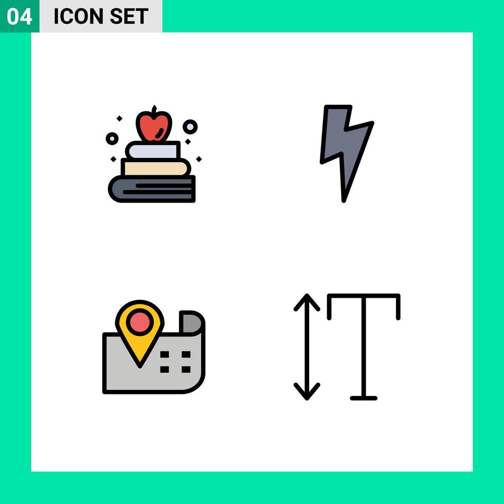 4 Creative Icons Modern Signs and Symbols of apple font twitter map vertical Editable Vector Design Elements