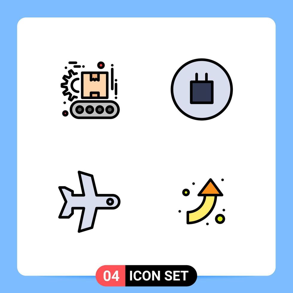 4 Creative Icons Modern Signs and Symbols of conveyor transport product symbols arrow Editable Vector Design Elements