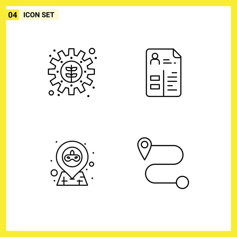 User Interface Pack of 4 Basic Filledline Flat Colors of environment map setting job party Editable Vector Design Elements