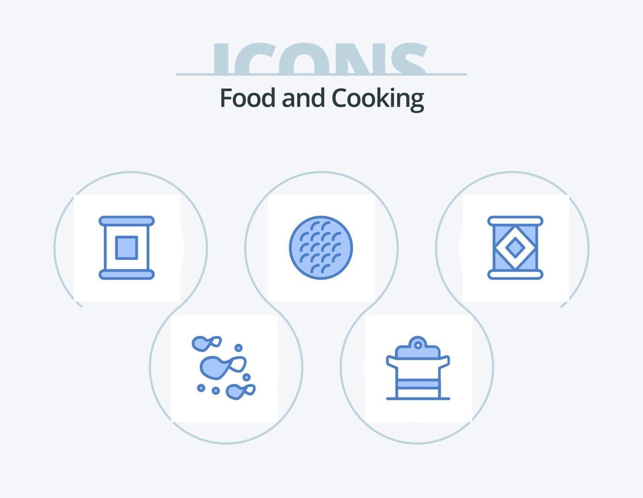 paquete de iconos azul de alimentos 5 diseño de iconos. condensado. vienés. Enlatado. alimento. Belga vector