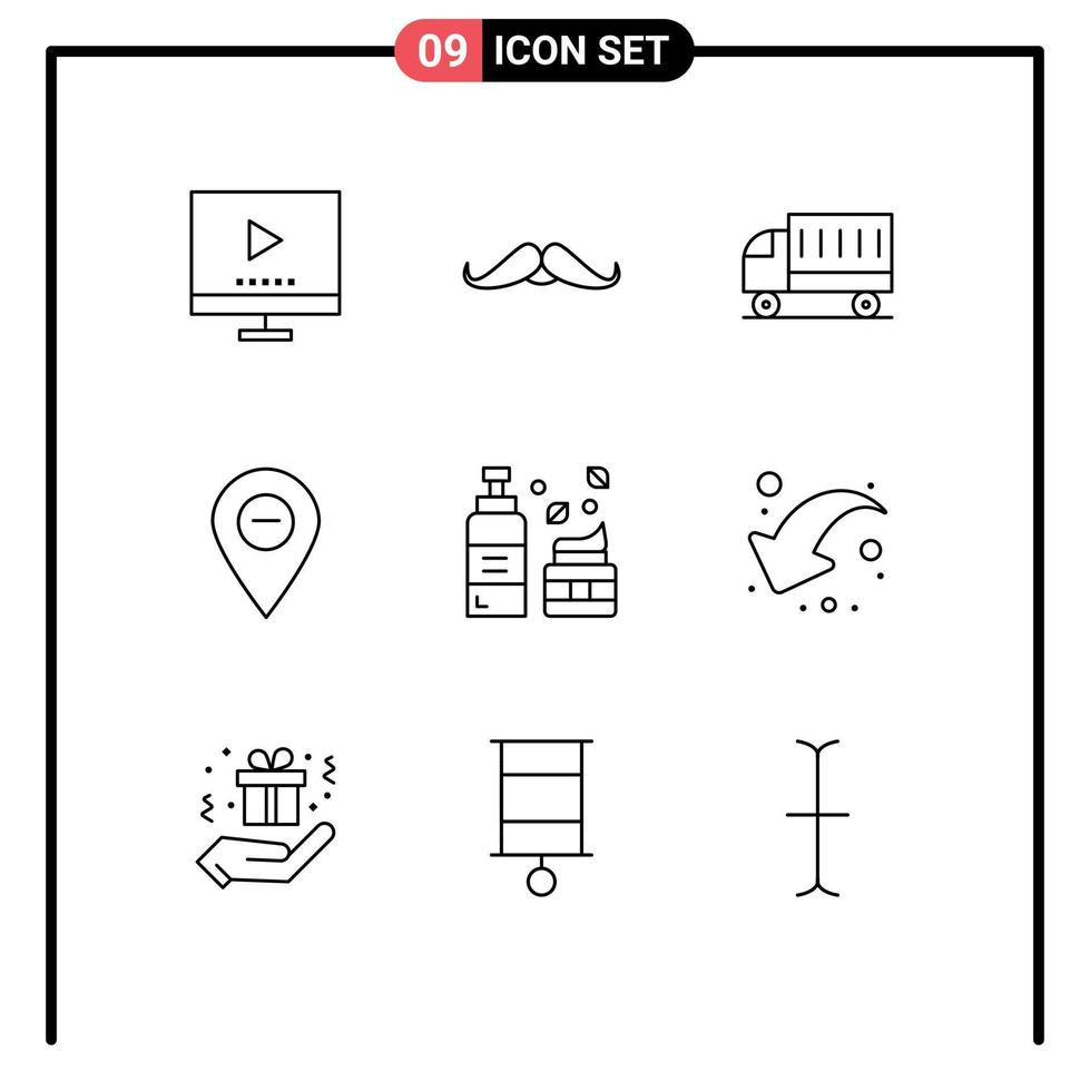 Universal Icon Symbols Group of 9 Modern Outlines of map minimize male truck shipping Editable Vector Design Elements