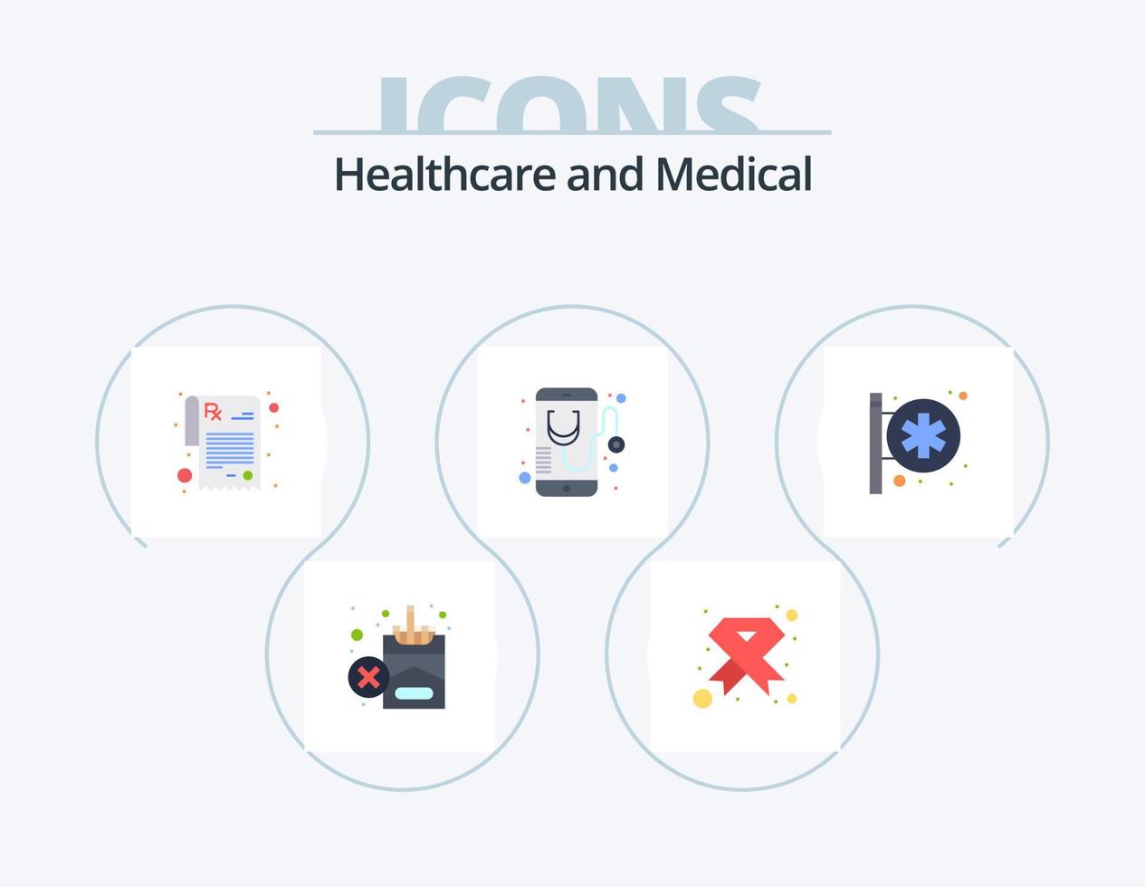 paquete de iconos planos médicos 5 diseño de iconos. signo de hospital móvil. cinta. médico. salud vector