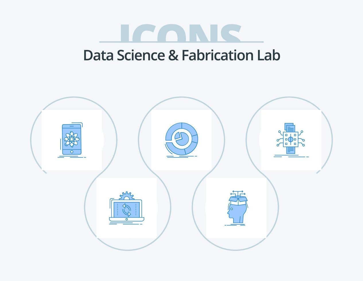 Data Science And Fabrication Lab Blue Icon Pack 5 Icon Design. business. analysis. knowledge. science. mobile vector