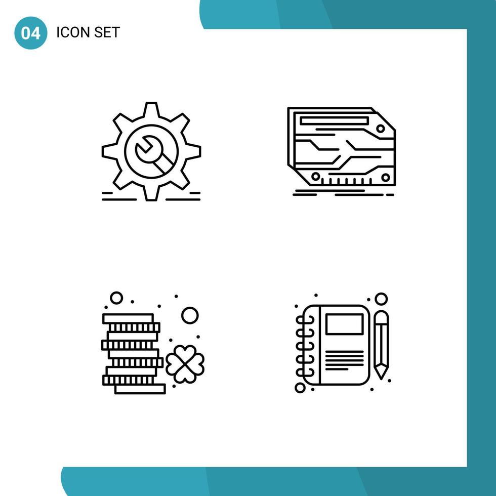 User Interface Pack of 4 Basic Filledline Flat Colors of setting memory wrench component ireland Editable Vector Design Elements