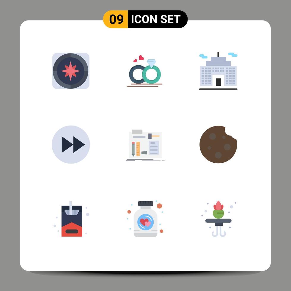 Set of 9 Modern UI Icons Symbols Signs for build arrows right love arrows arrow Editable Vector Design Elements