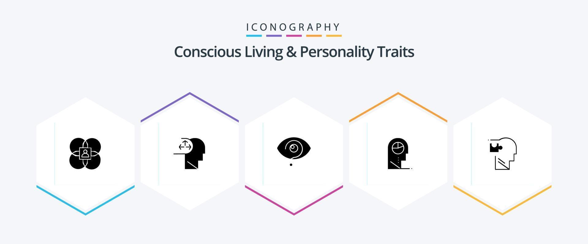 Concious Living And Personality Traits 25 Glyph icon pack including hat. profile. human. human. knowledge vector