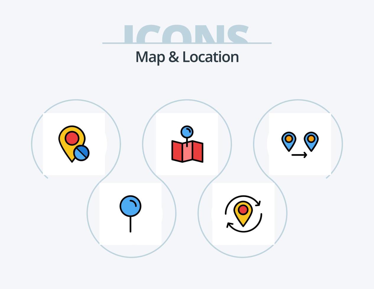 Map and Location Line Filled Icon Pack 5 Icon Design. . location. vector