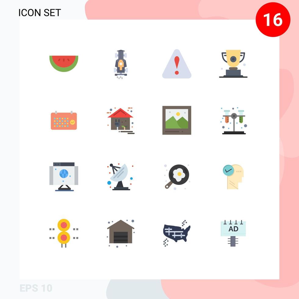 16 Universal Flat Colors Set for Web and Mobile Applications mounth calendar triangle first award Editable Pack of Creative Vector Design Elements