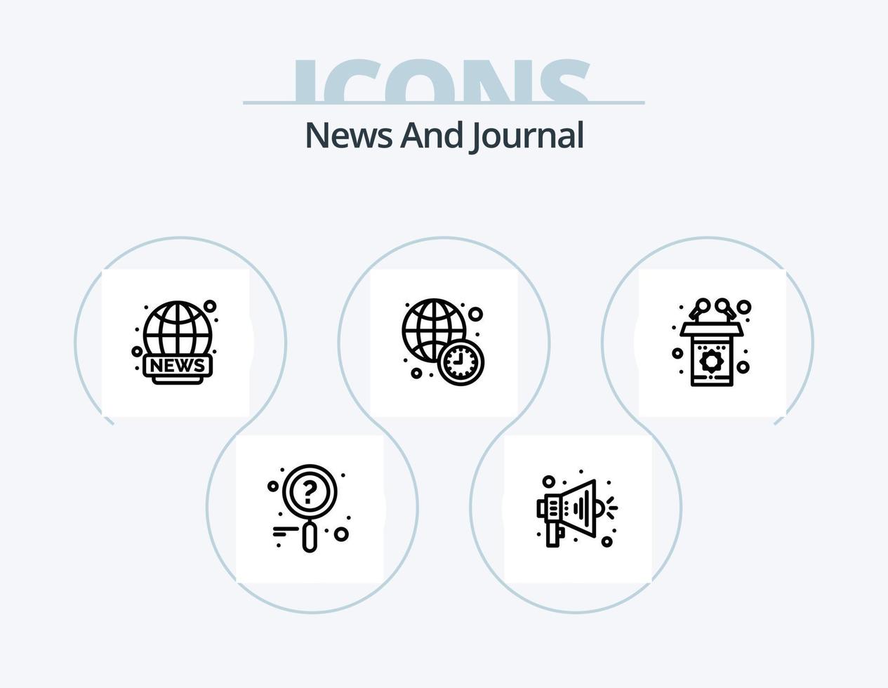 News Line Icon Pack 5 Icon Design. . live. world wide. broadcasting. music news vector