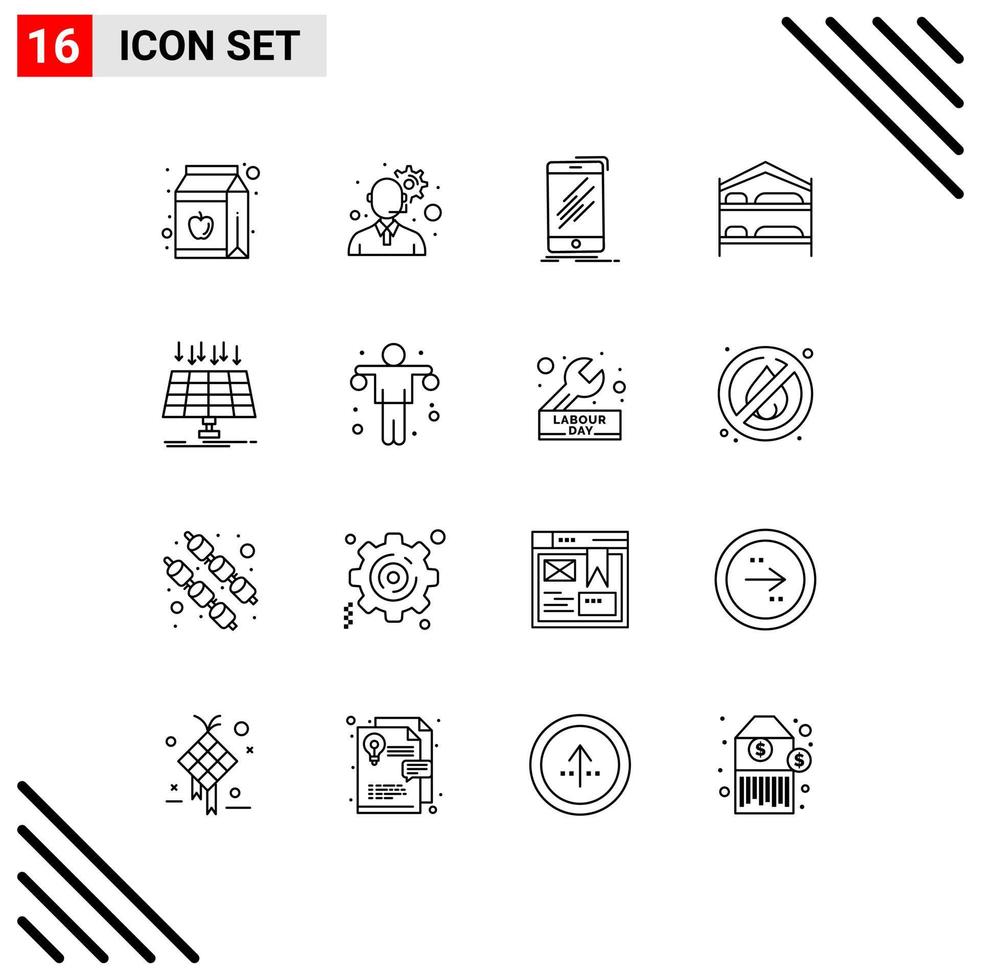 16 Creative Icons Modern Signs and Symbols of panel hotel mobile service bed Editable Vector Design Elements