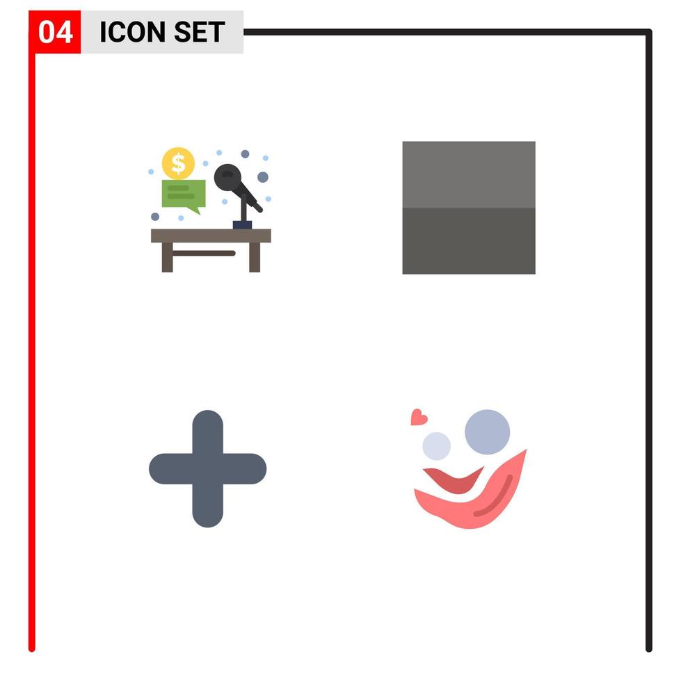 4 Universal Flat Icons Set for Web and Mobile Applications microphone plus hammer layout mother Editable Vector Design Elements