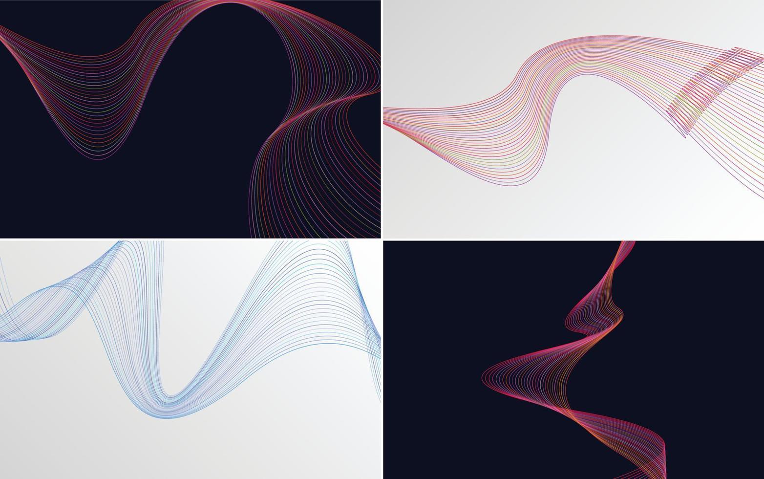 Set of 4 geometric wave pattern backgrounds to elevate your work vector