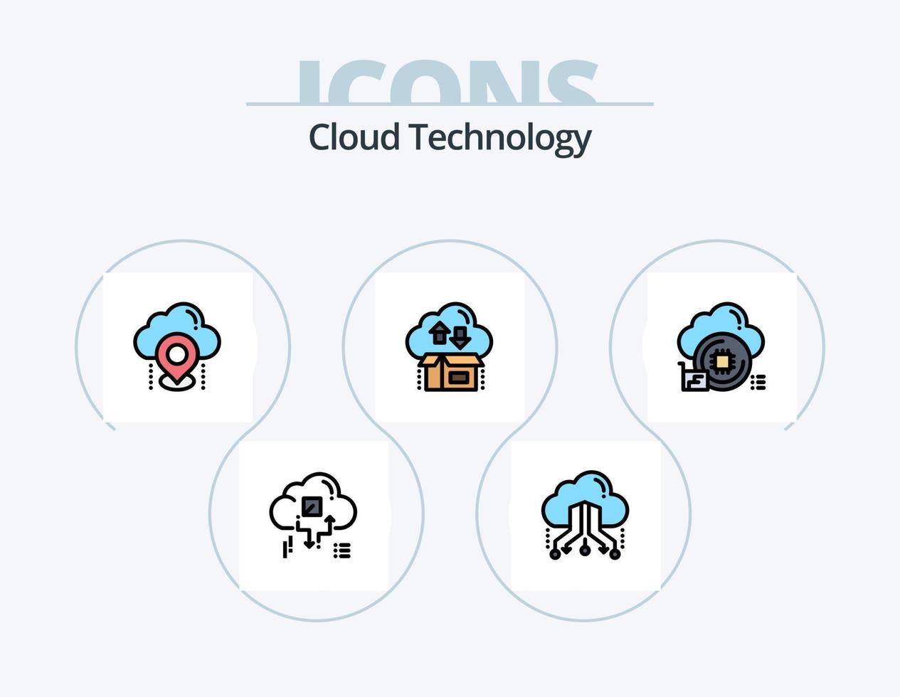 Cloud Technology Line Filled Icon Pack 5 Icon Design. bit. cloud. cloud. arrow. gift vector