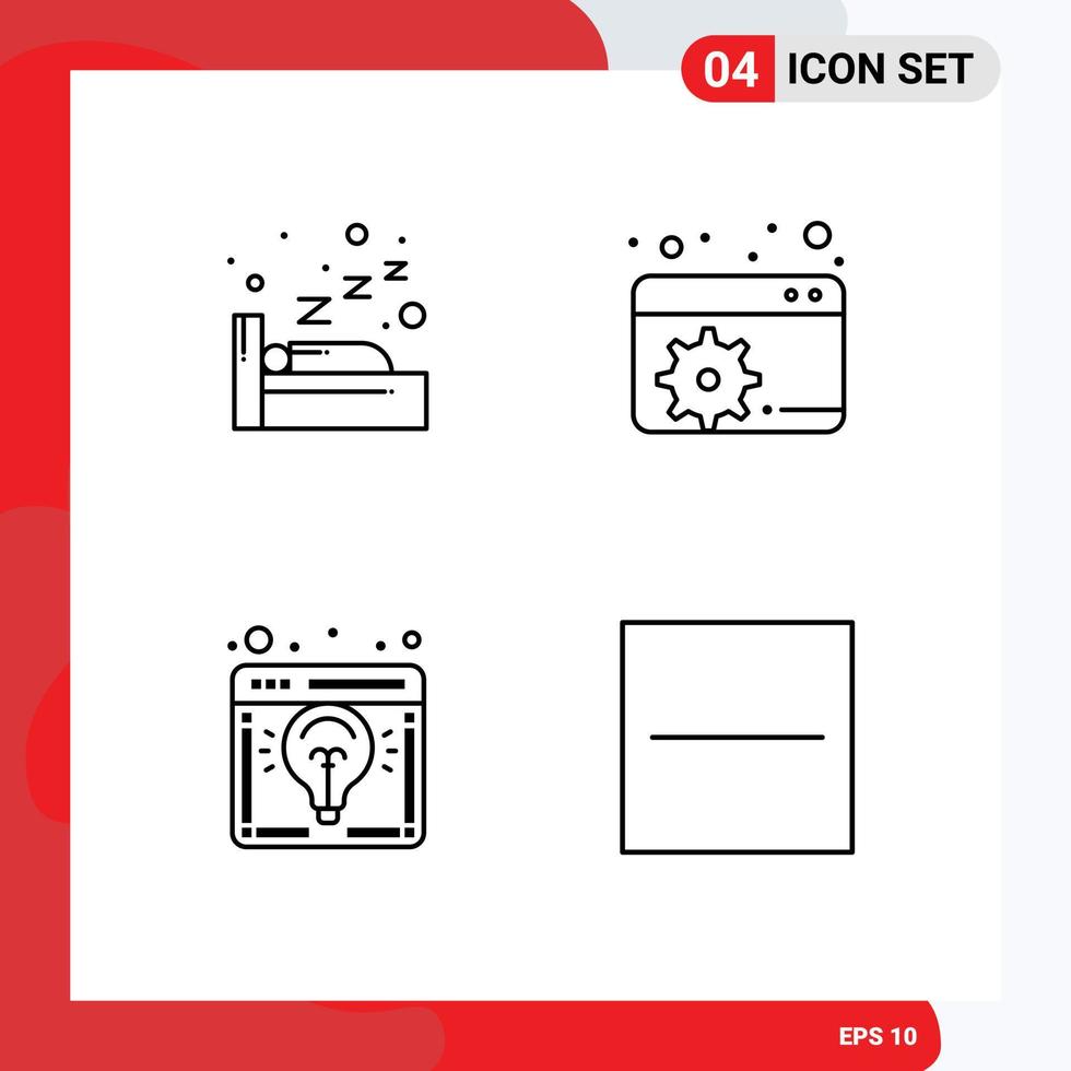4 Thematic Vector Filledline Flat Colors and Editable Symbols of night launch configure browser close Editable Vector Design Elements
