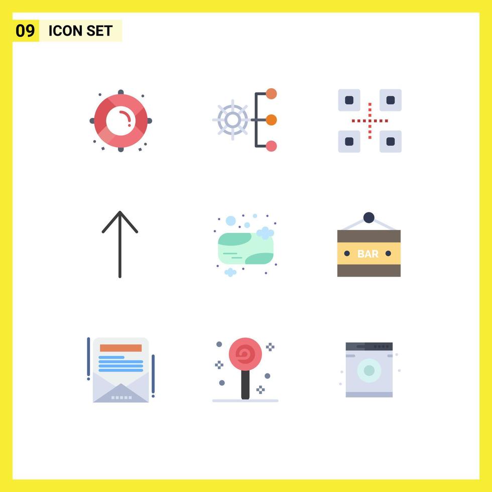 Set of 9 Modern UI Icons Symbols Signs for shower soap soap organization up japanese food Editable Vector Design Elements