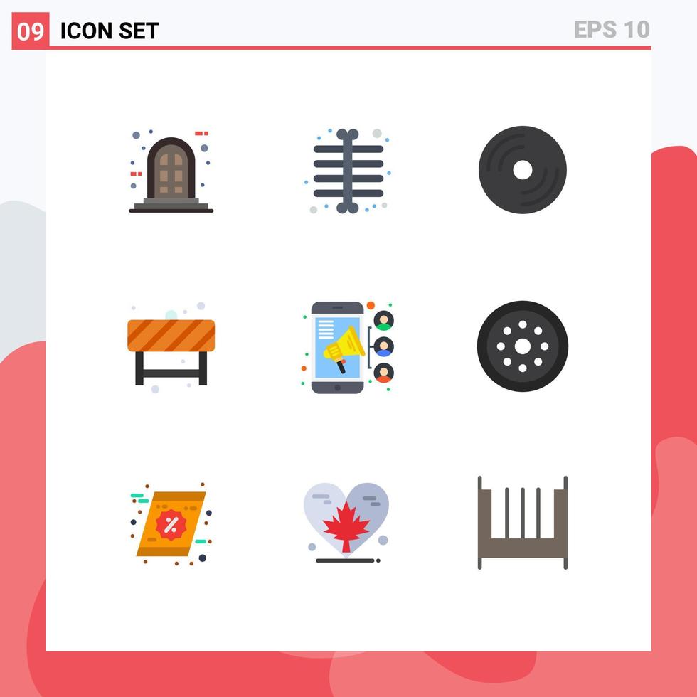 Pictogram Set of 9 Simple Flat Colors of teamwork connection hardware sign block Editable Vector Design Elements