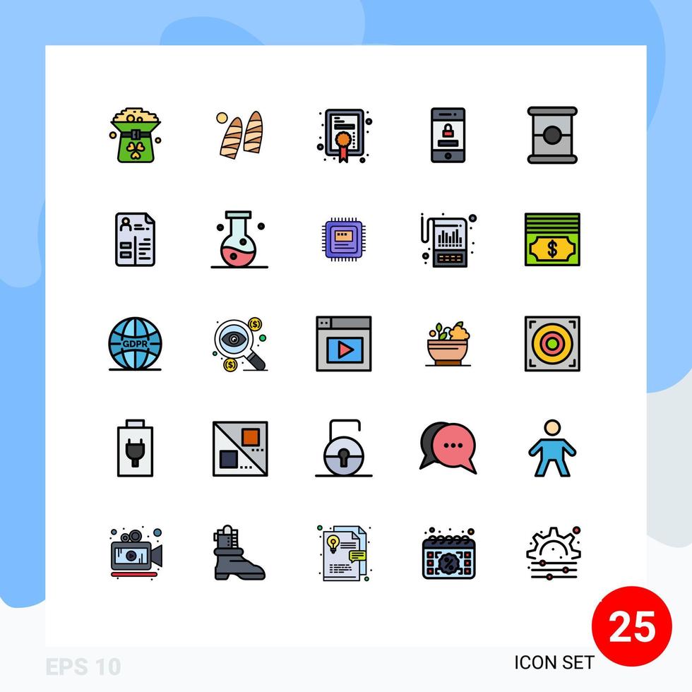 Set of 25 Modern UI Icons Symbols Signs for food security sports protection achievement Editable Vector Design Elements
