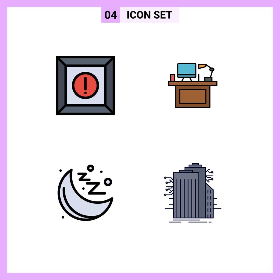 4 iconos creativos signos y símbolos modernos de caja mesa monitor de computadora salud elementos de diseño vectorial editables vector