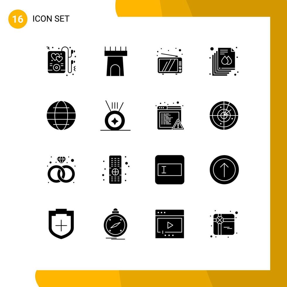 Stock Vector Icon Pack of 16 Line Signs and Symbols for world internet tv globe print Editable Vector Design Elements