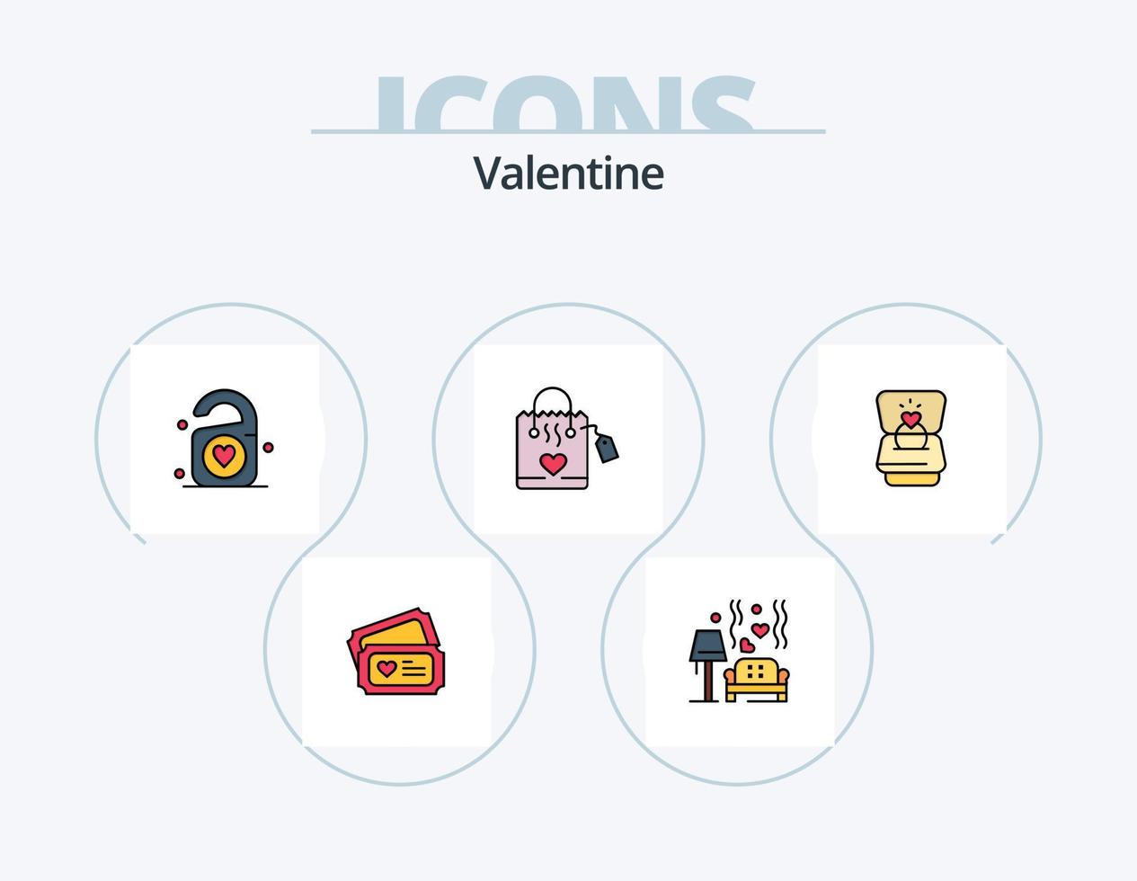 paquete de iconos llenos de línea de san valentín 5 diseño de iconos. amar. san valentin arco. enamorado. atar vector