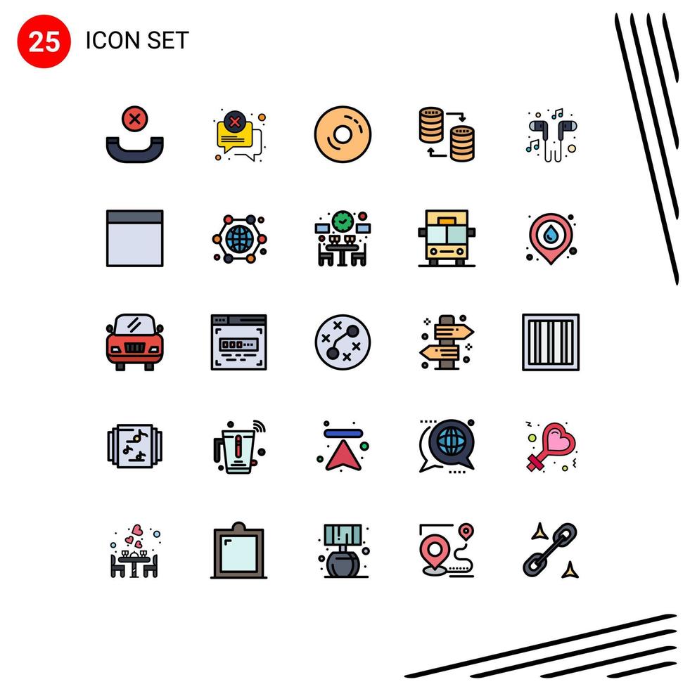 25 Thematic Vector Filled line Flat Colors and Editable Symbols of hand free storage cafe sql database Editable Vector Design Elements