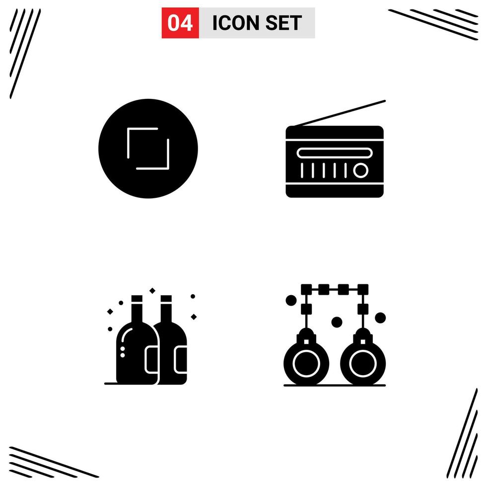 Universal Icon Symbols Group of Modern Solid Glyphs of arrows beer zoom radio summer Editable Vector Design Elements