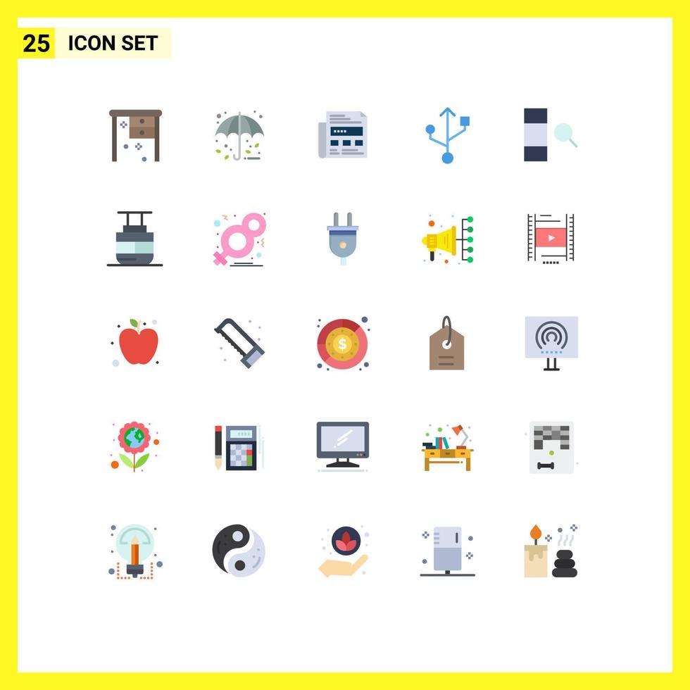 Modern Set of 25 Flat Colors and symbols such as sky lift data newspaper column connection Editable Vector Design Elements