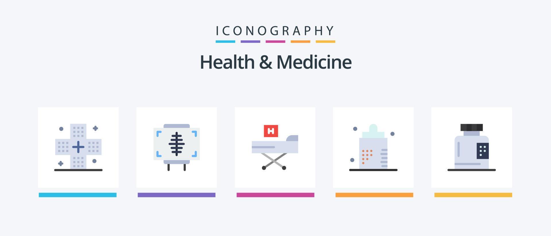 Health and Medicine Flat 5 Icon Pack Including fitness. bottle. form. form. disease. Creative Icons Design vector