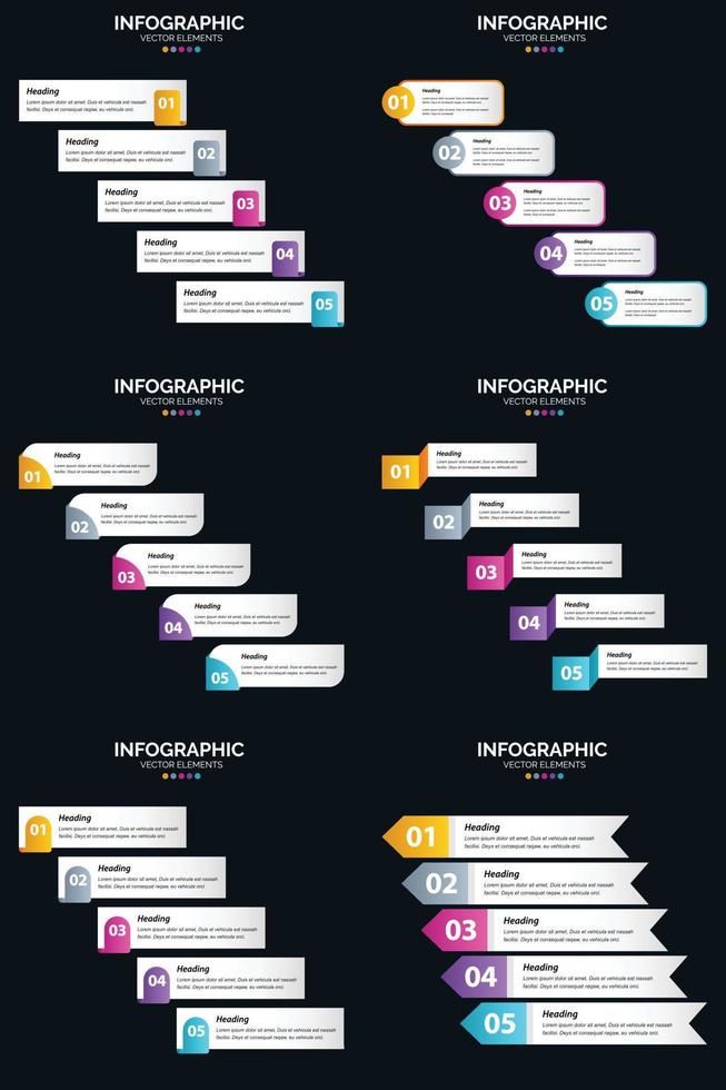 paquete de infografías vectoriales de 6 para presentaciones de negocios vector