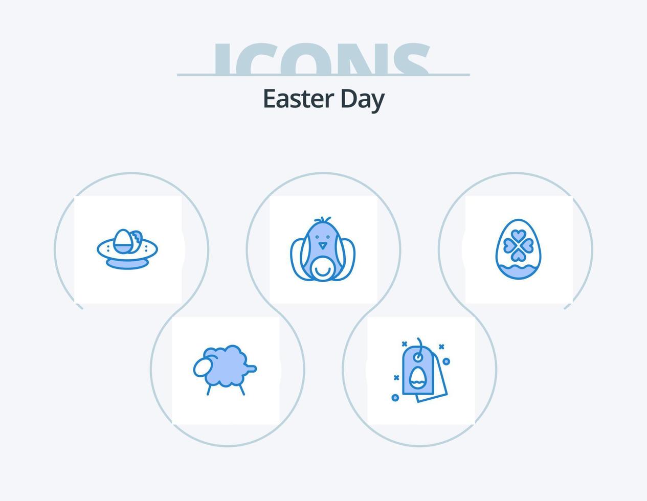 Easter Blue Icon Pack 5 Icon Design. egg. robbit. bowl. baby. nest vector