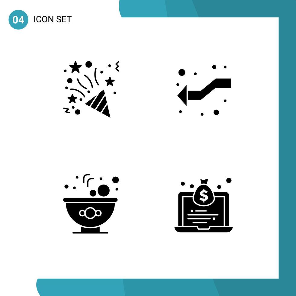 4 Thematic Vector Solid Glyphs and Editable Symbols of christmas salad arrows left economy Editable Vector Design Elements