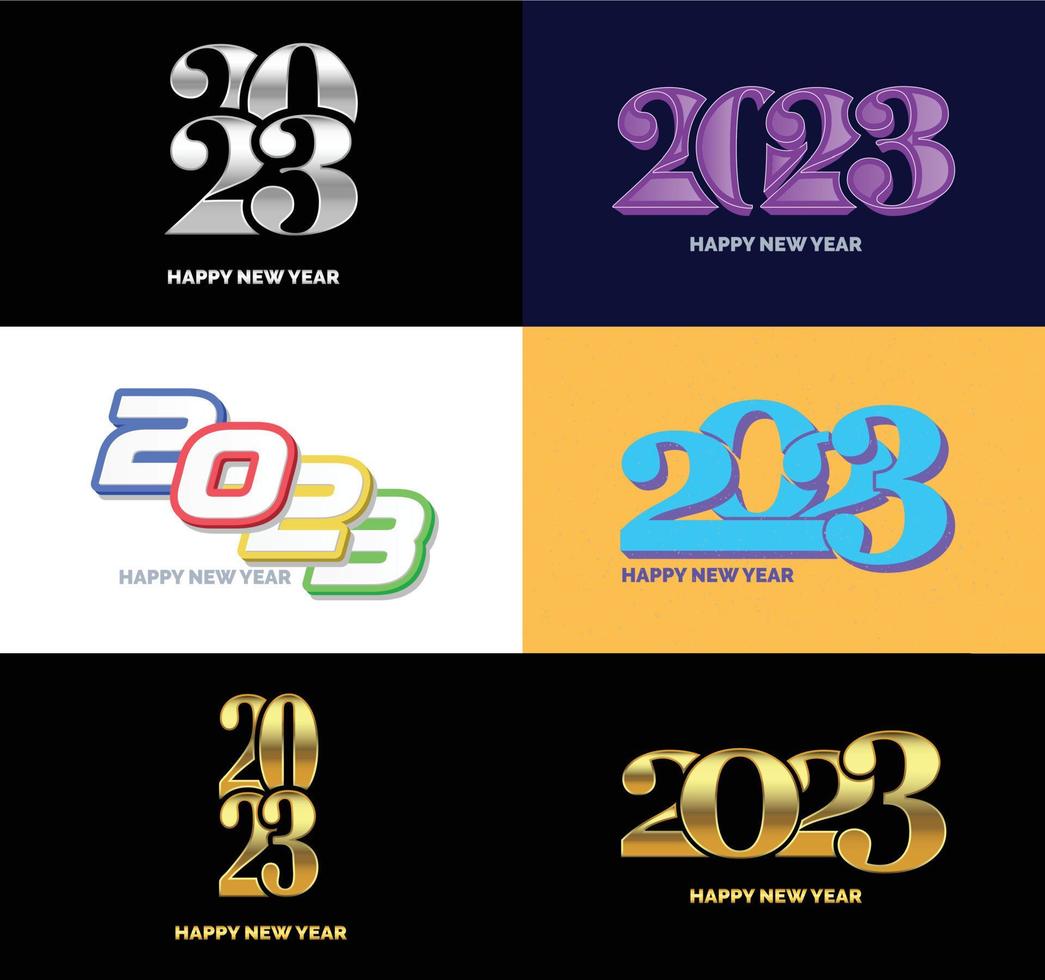 Big Set of 2023 Happy New Year logo text design 2023 number design template vector