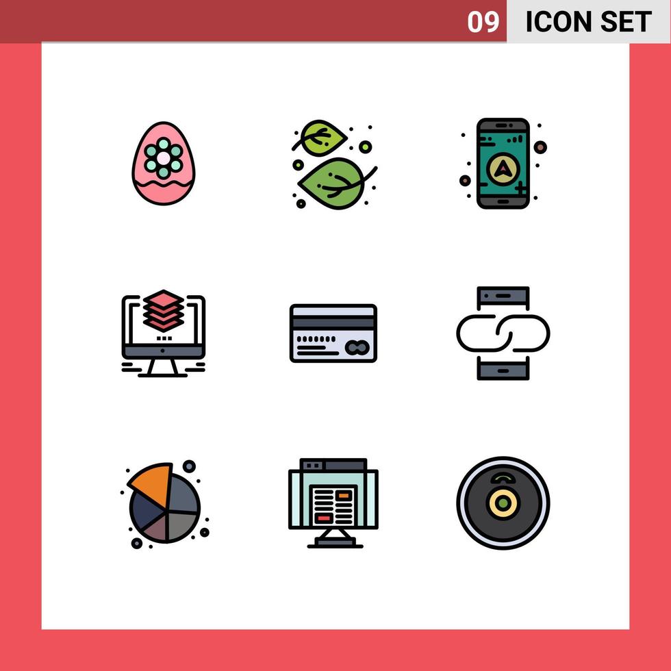 9 User Interface Filledline Flat Color Pack of modern Signs and Symbols of duplicate file nature design navigation Editable Vector Design Elements