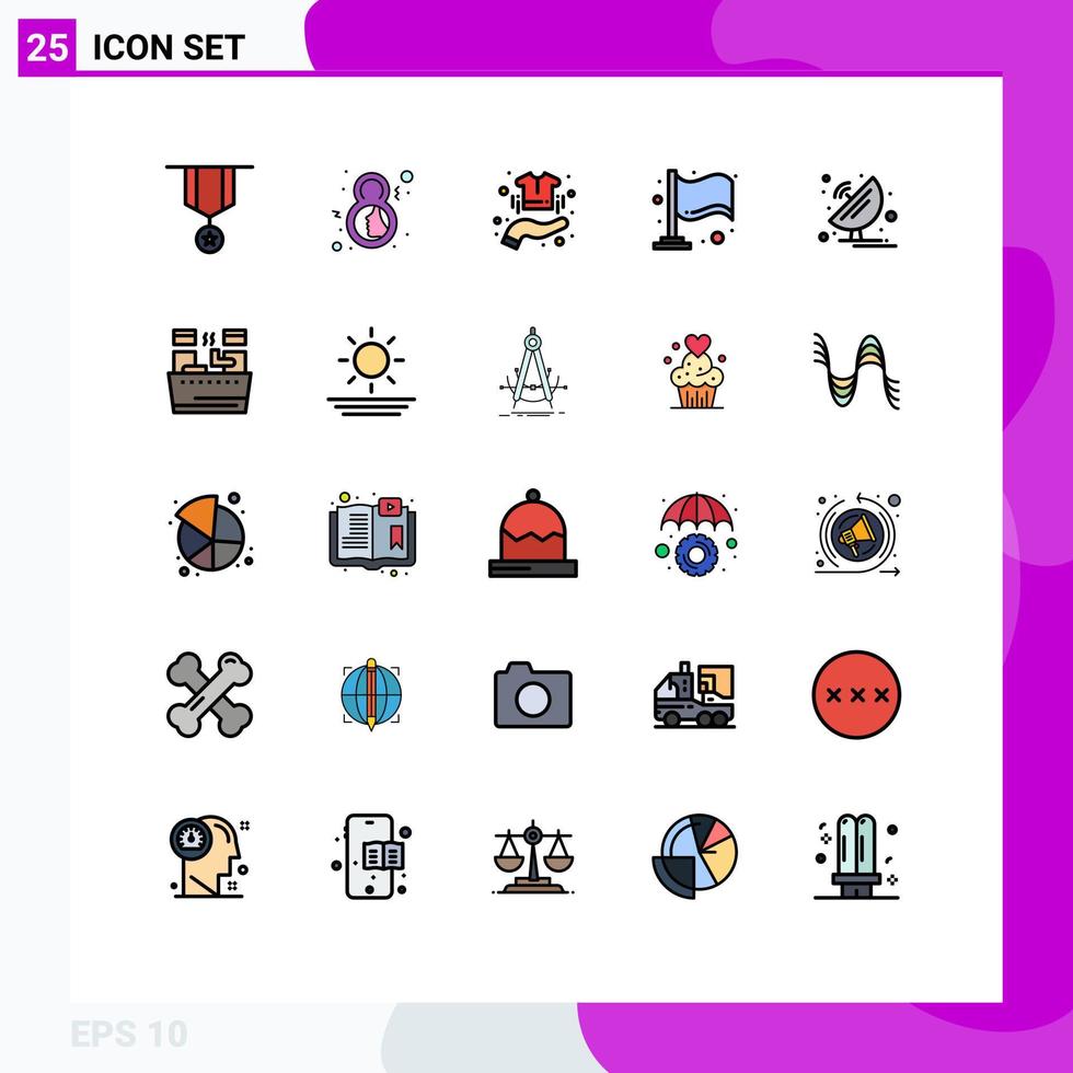 Set of 25 Modern UI Icons Symbols Signs for milestone finish symbol shirt sale Editable Vector Design Elements