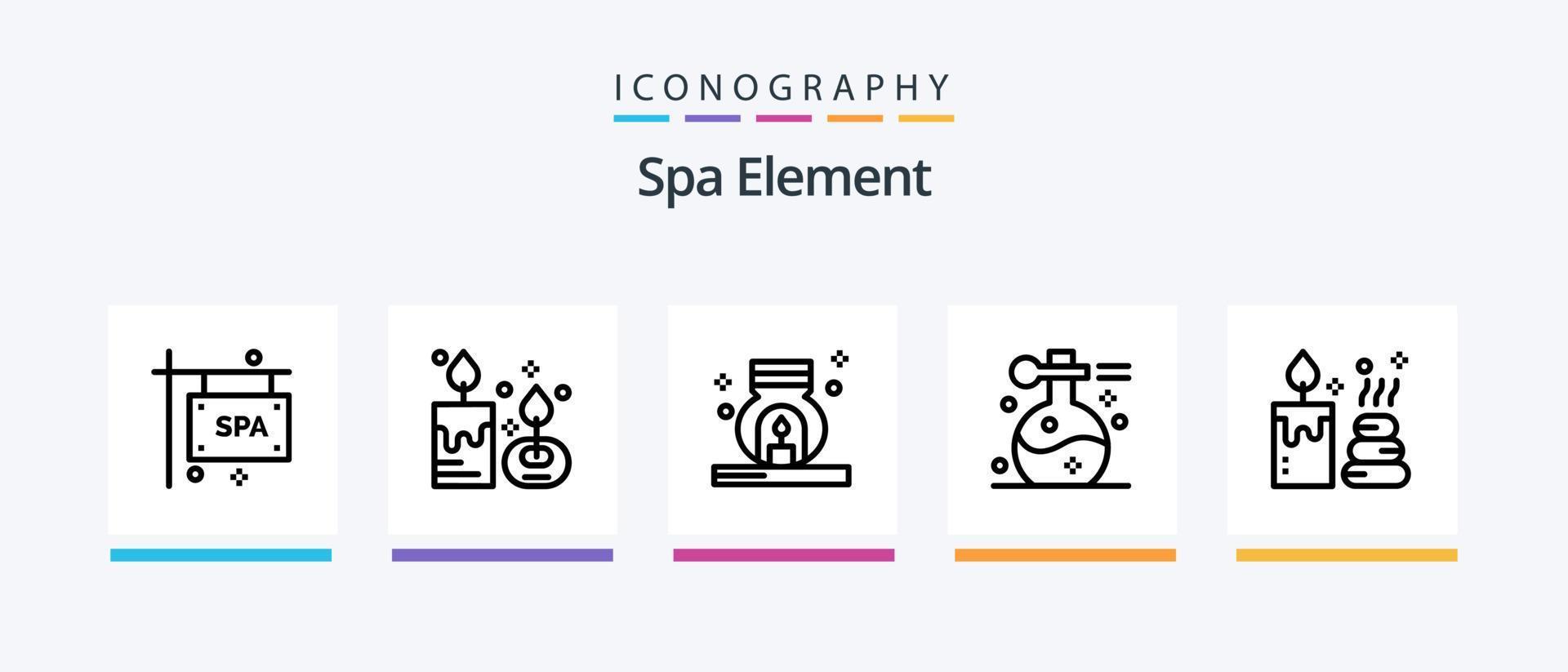 Spa Element Line 5 Icon Pack Including candle. spa. cleaning. spa sign. sign. Creative Icons Design vector