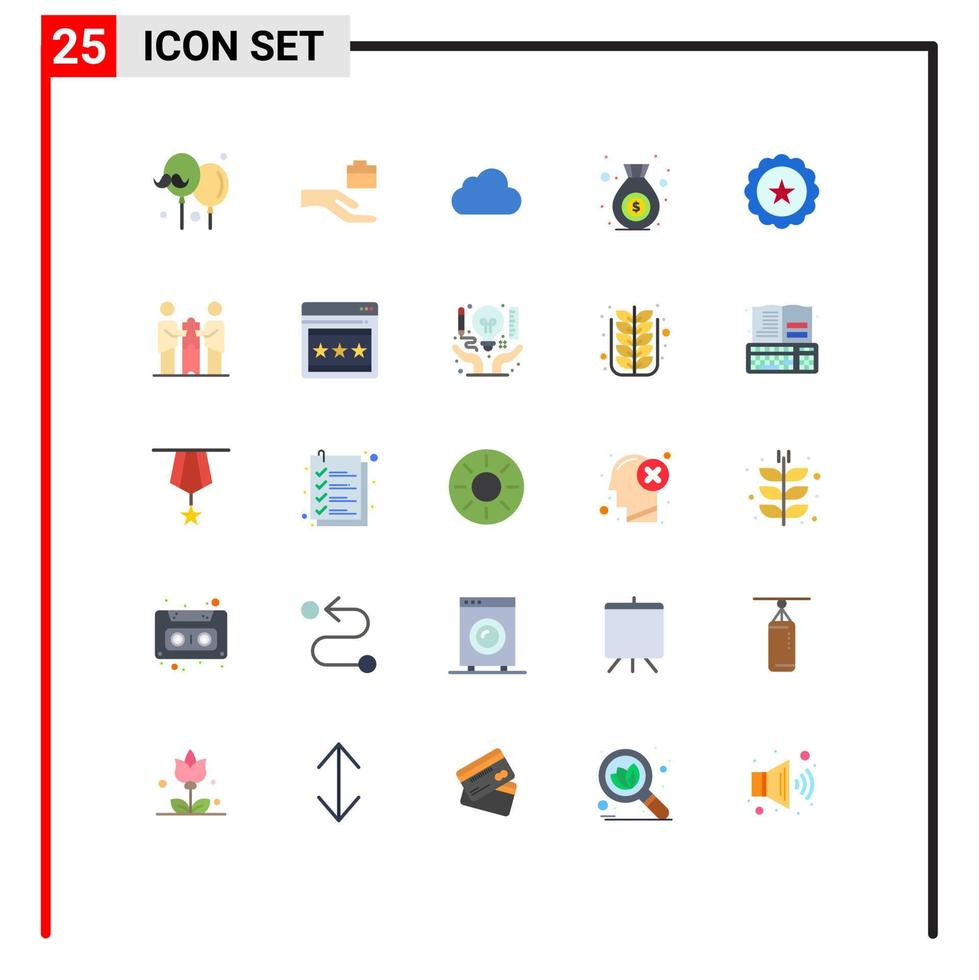 símbolos de iconos universales grupo de 25 colores planos modernos de estados unidos bebida datos vidrio finanzas elementos de diseño vectorial editables vector