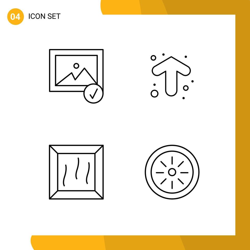 Group of 4 Filledline Flat Colors Signs and Symbols for image product arrow direction fruit Editable Vector Design Elements