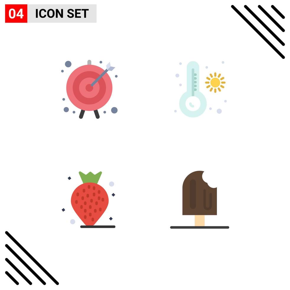 4 Thematic Vector Flat Icons and Editable Symbols of arrow beach business goal thermometer cold Editable Vector Design Elements
