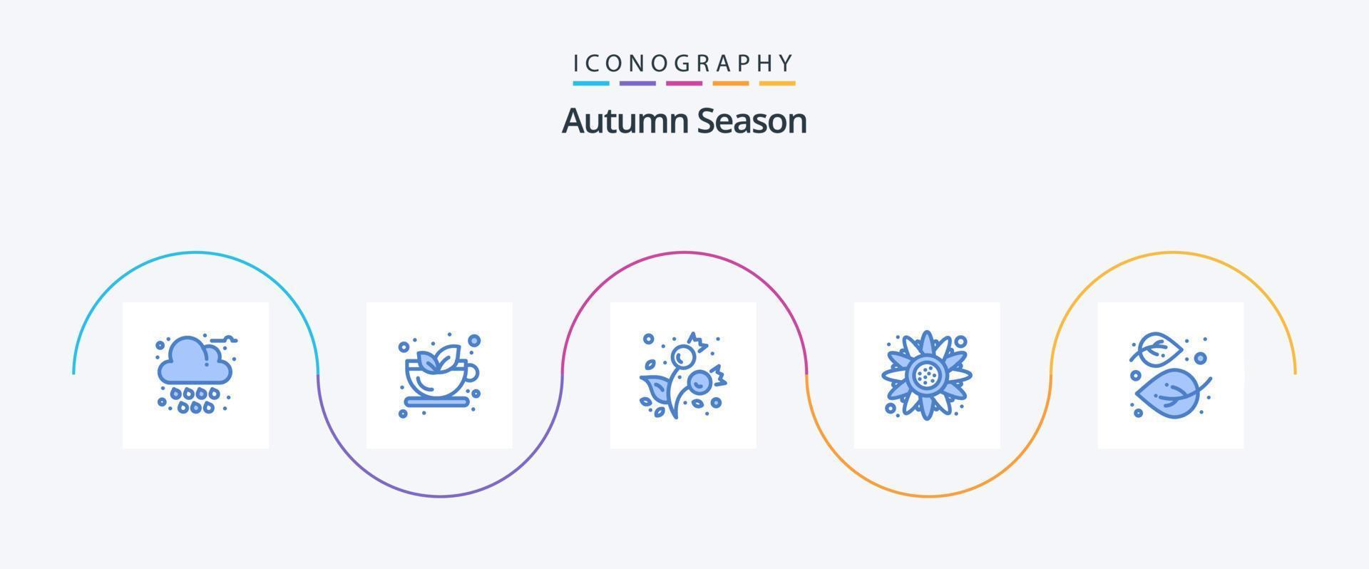 paquete de iconos de otoño azul 5 que incluye hoja. acción de gracias. otoño. girasol. otoño vector