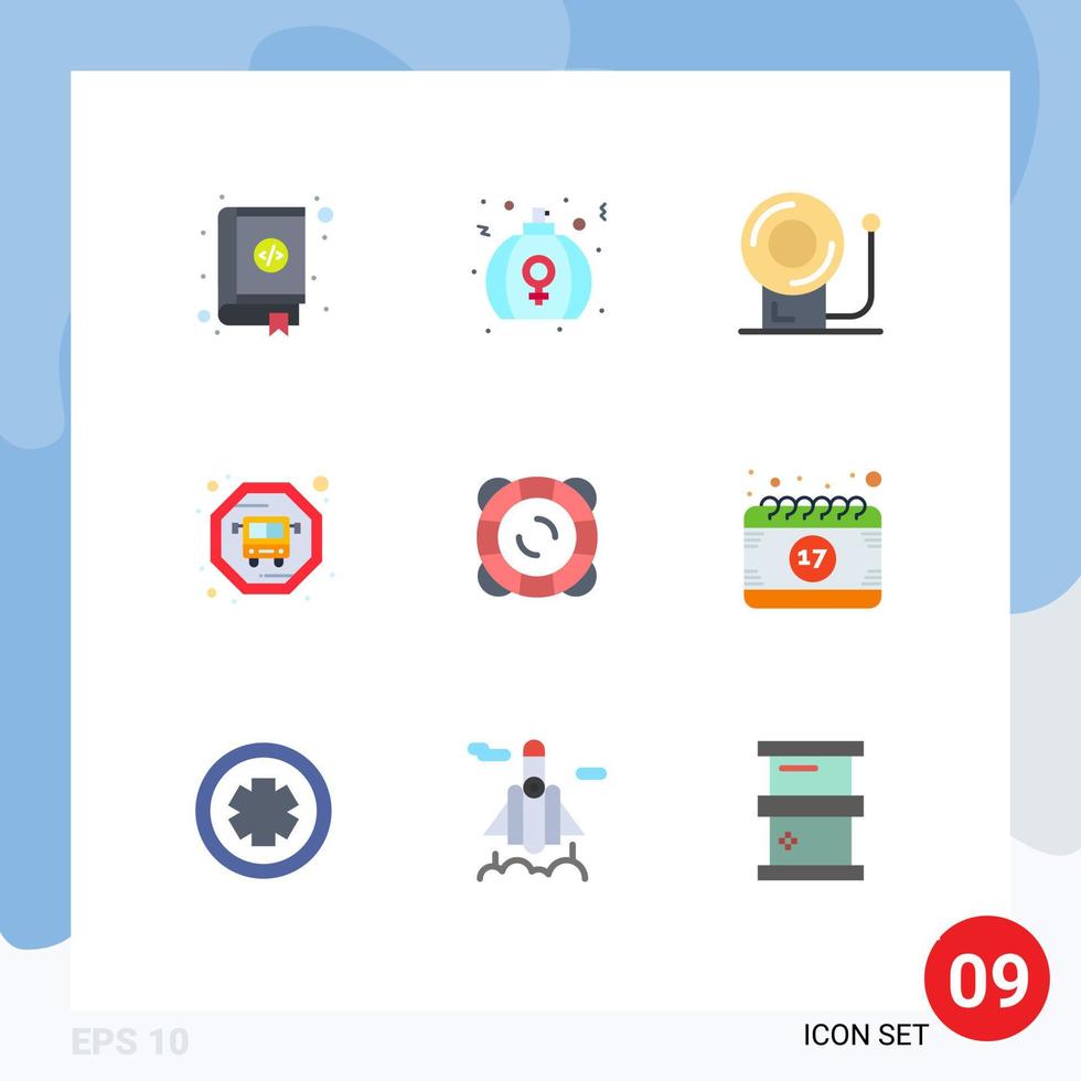 9 iconos creativos signos y símbolos modernos de protección de apoyo perfume equipo de transporte público elementos de diseño vectorial editables vector