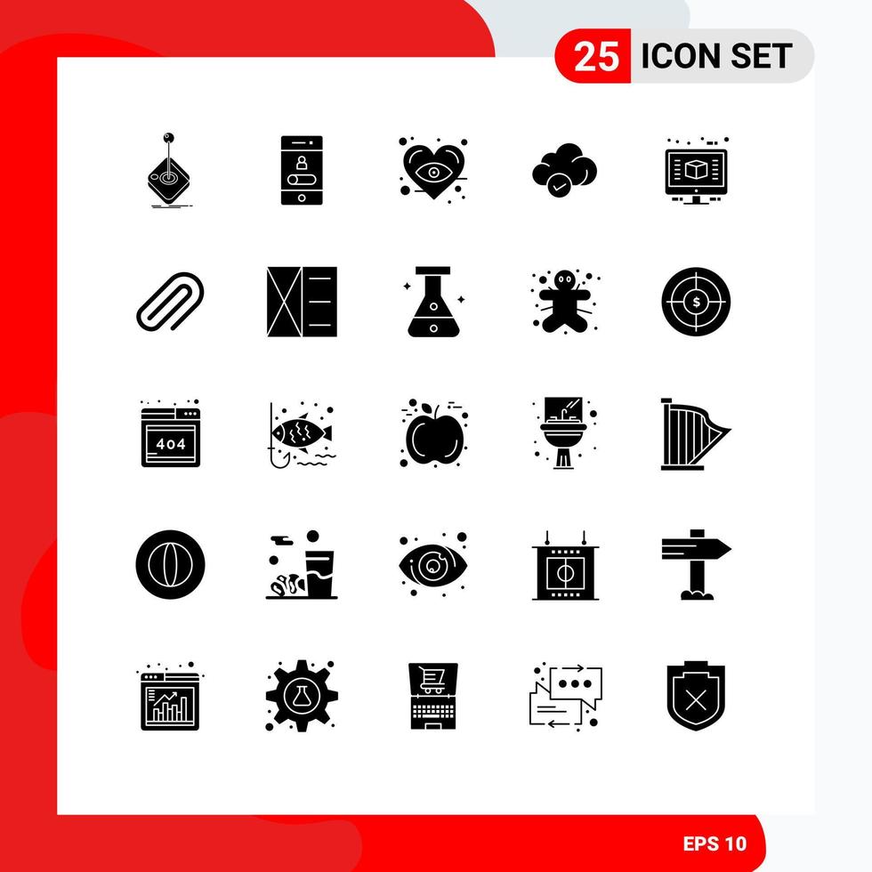 conjunto de 25 iconos de interfaz de usuario modernos símbolos signos para almacenamiento de arquitectura smartphone seguro amor elementos de diseño vectorial editables vector