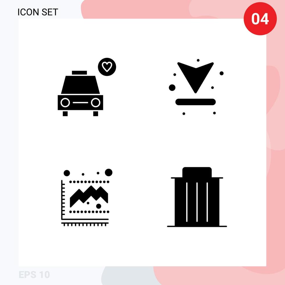 Solid Glyph Pack of 4 Universal Symbols of car growth arrow download delete Editable Vector Design Elements