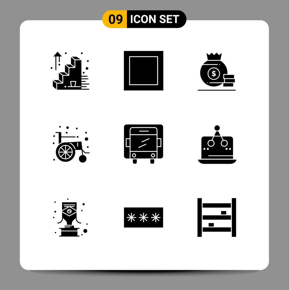 9 Universal Solid Glyphs Set for Web and Mobile Applications marketing cross american truck delivery Editable Vector Design Elements