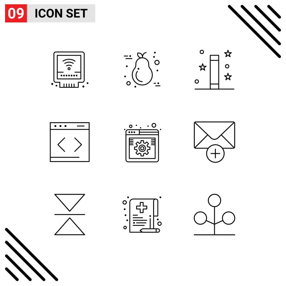 9 Creative Icons Modern Signs and Symbols of website management light content magical Editable Vector Design Elements